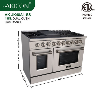 48" Slide-in Freestanding Professional Style Gas Range with 6.7 Cu. Ft. Oven, 8 Burners