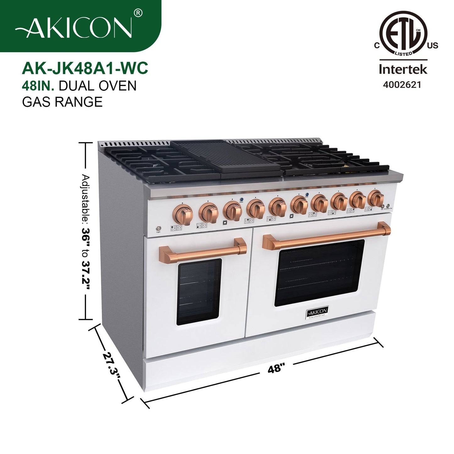 48" Slide-in Freestanding Professional Style Gas Range with 6.7 Cu. Ft. Oven, 8 Burners
