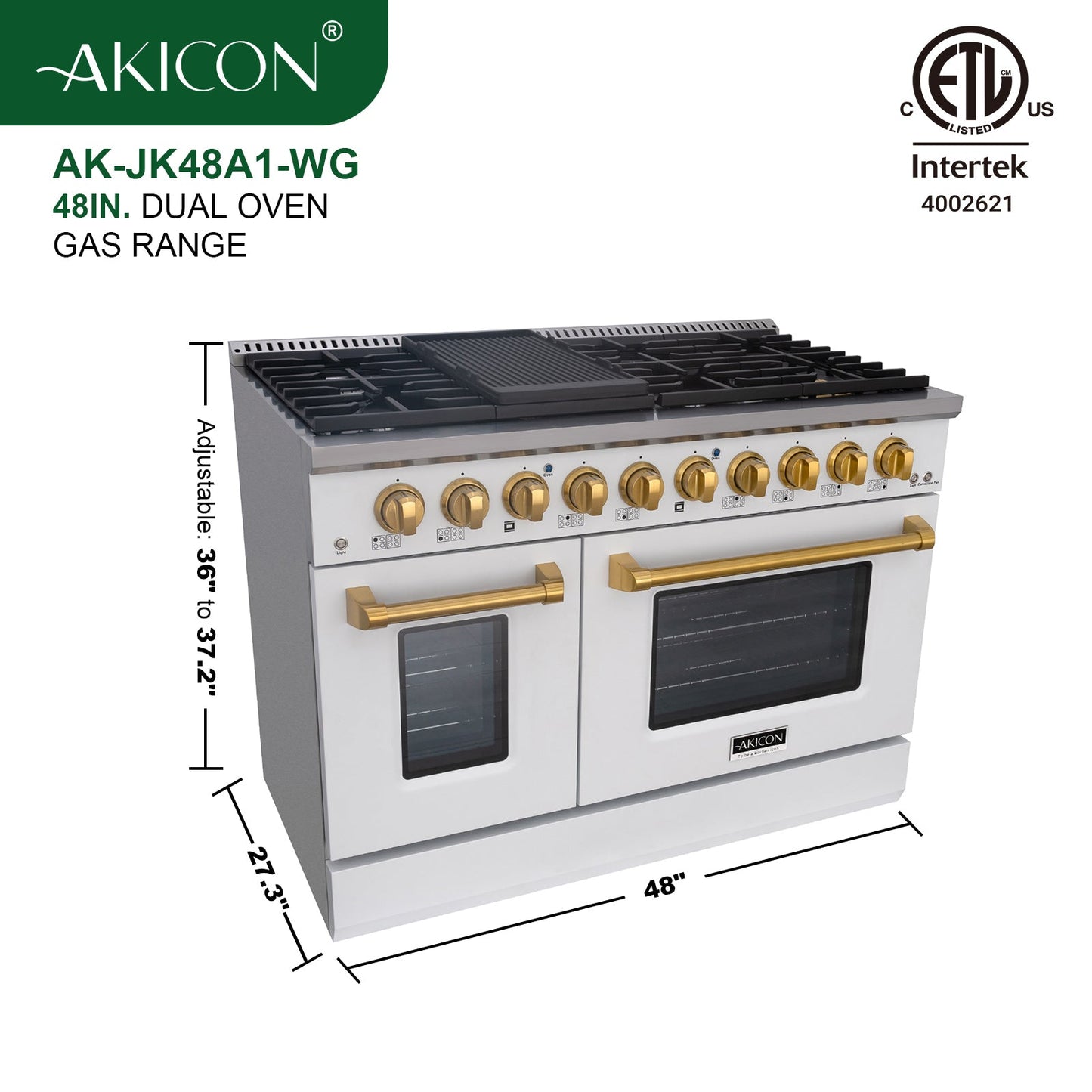 48" Slide-in Freestanding Professional Style Gas Range with 6.7 Cu. Ft. Oven, 8 Burners