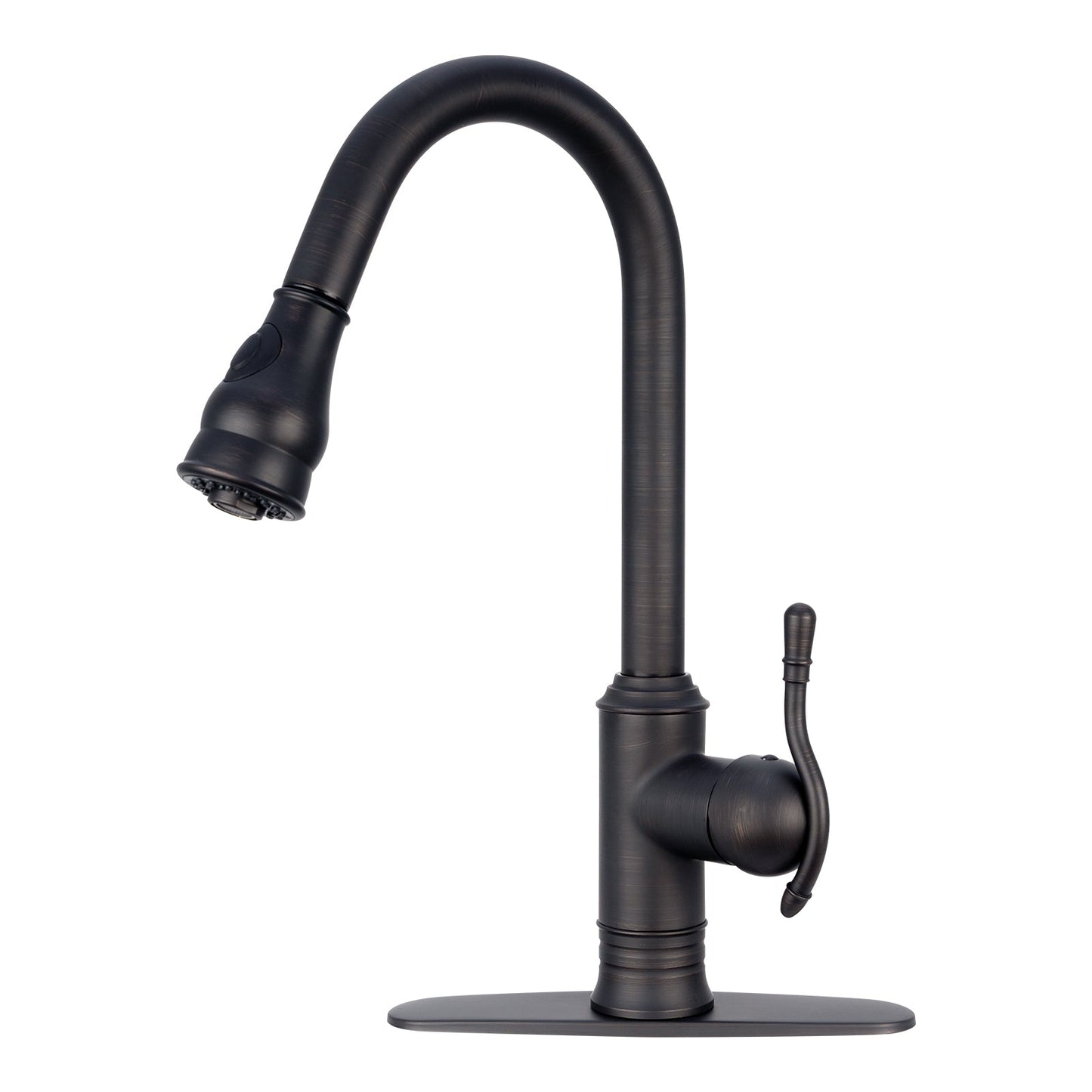 Copper Pull Out Kitchen Faucet, Single Level Solid Brass Kitchen Sink Faucets with Pull Down Sprayer - AK96415-D-C