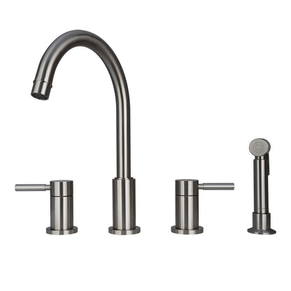 Two-Handles Copper Widespread Kitchen Faucet with Side Sprayer - AK96866
