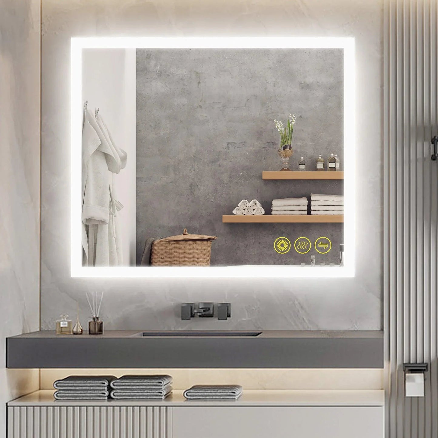 SmartGlow Dimmable LED Frameless Anti-Fog Bathroom Vanity Mirror