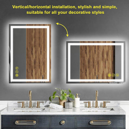 GlareGuard Anti-Fog Bathroom Led Mirror Backlit Illuminated Mirror Touch Switch Dimmable