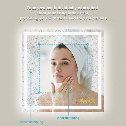 GlareGuard Anti-Fog Bathroom Led Mirror Backlit Illuminated Mirror Touch Switch Dimmable