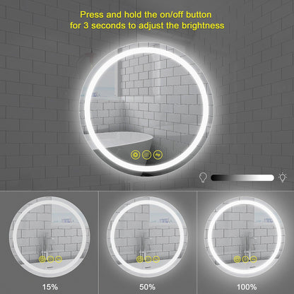 SmartShine Contemporary LED Dimmable Round Anti-Fog Backlit Bathroom Vanity Mirror