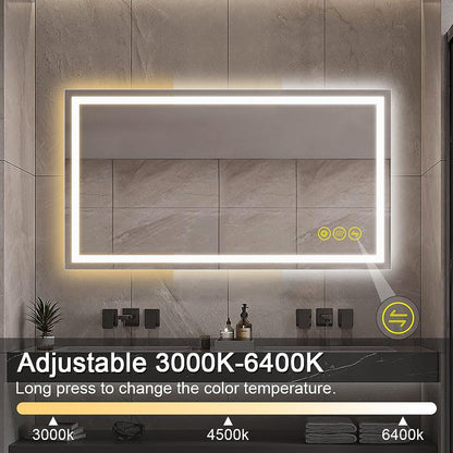 GlareGuard Rectangular Anti-Fog Dimmable Backlit LED Bathroom Vanity Mirror