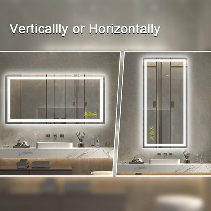 GlareGuard Rectangular Anti-Fog Dimmable Backlit LED Bathroom Vanity Mirror