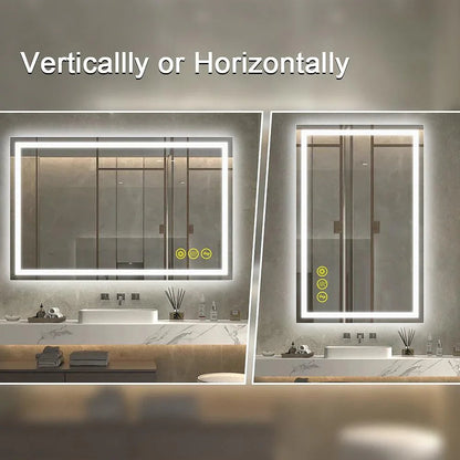 GlareGuard Rectangular Anti-Fog Dimmable Backlit LED Bathroom Vanity Mirror