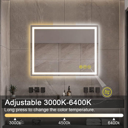 GlareGuard Rectangular Anti-Fog Dimmable Backlit LED Bathroom Vanity Mirror