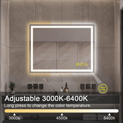 GlareGuard Rectangular Anti-Fog Dimmable Backlit LED Bathroom Vanity Mirror