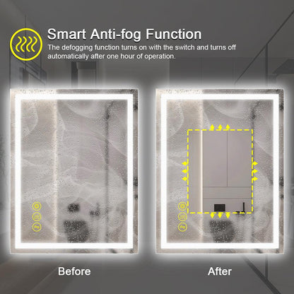 GlareGuard Rectangular Anti-Fog Dimmable Backlit LED Bathroom Vanity Mirror