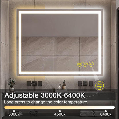 GlareGuard Rectangular Anti-Fog Dimmable Backlit LED Bathroom Vanity Mirror
