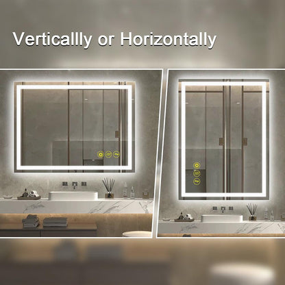 GlareGuard Rectangular Anti-Fog Dimmable Backlit LED Bathroom Vanity Mirror