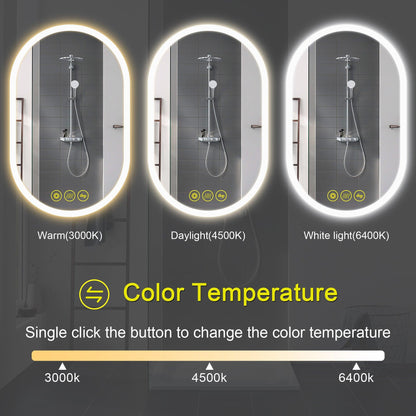 BrightView Oval Frameless LED Anti-Fog Dimmable Bathroom Vanity Mirror