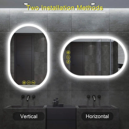 BrightView Oval Frameless LED Anti-Fog Dimmable Bathroom Vanity Mirror