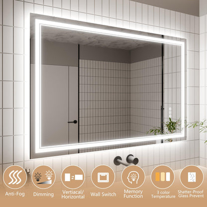 GlareGuard Anti-Fog Bathroom Dimmable Led Mirror Backlit Illuminated Mirror Touch Switch