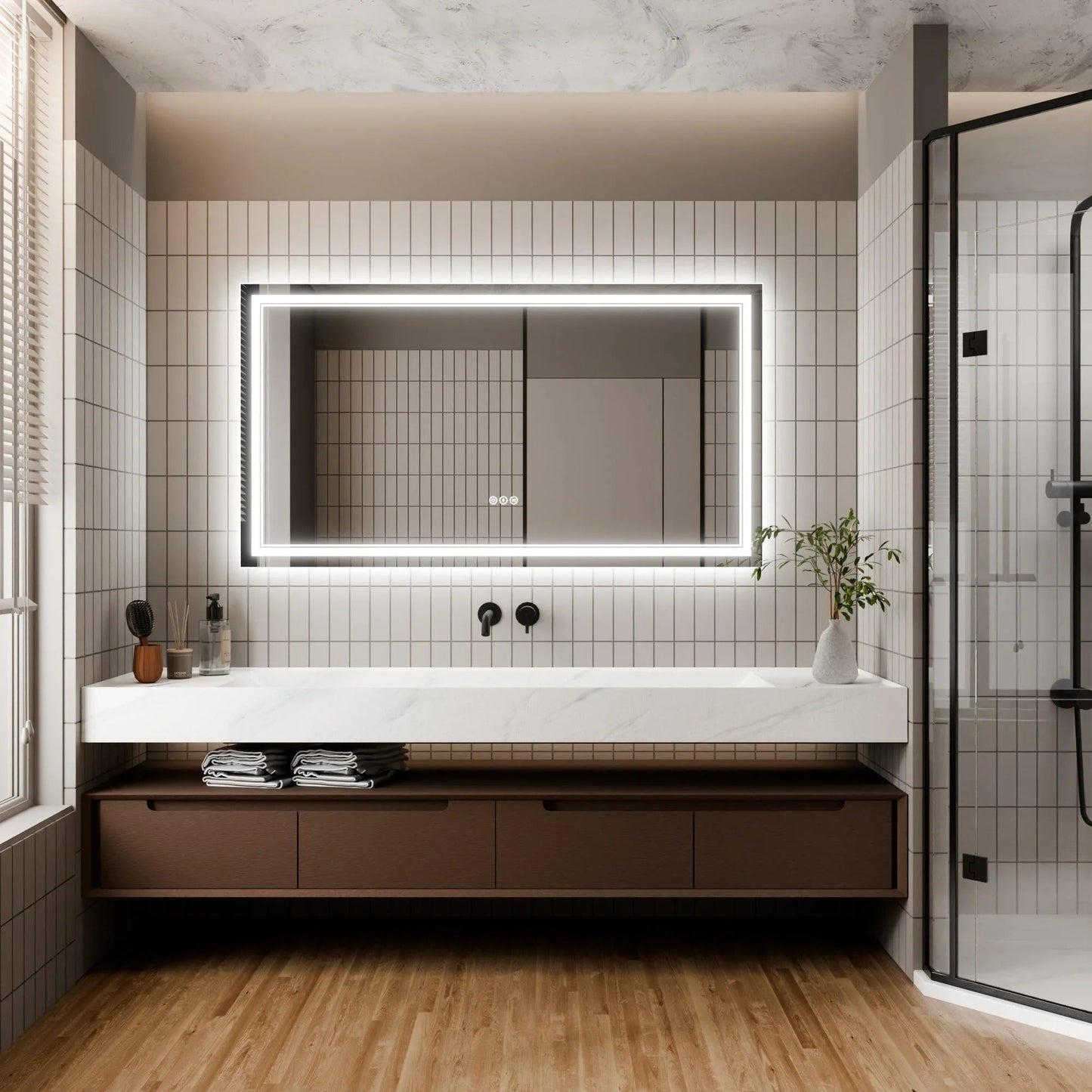 GlareGuard Anti-Fog Bathroom Dimmable Led Mirror Backlit Illuminated Mirror Touch Switch