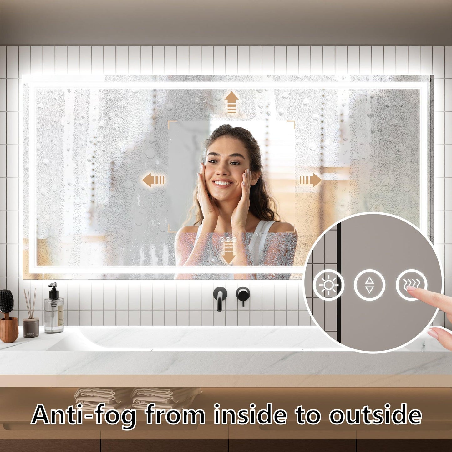 GlareGuard Anti-Fog Bathroom Dimmable Led Mirror Backlit Illuminated Mirror Touch Switch
