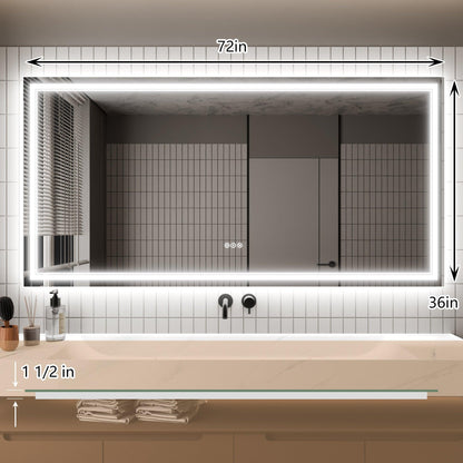 GlareGuard Anti-Fog Bathroom Dimmable Led Mirror Backlit Illuminated Mirror Touch Switch