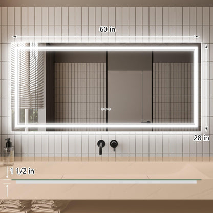 GlareGuard Anti-Fog Bathroom Dimmable Led Mirror Backlit Illuminated Mirror Touch Switch