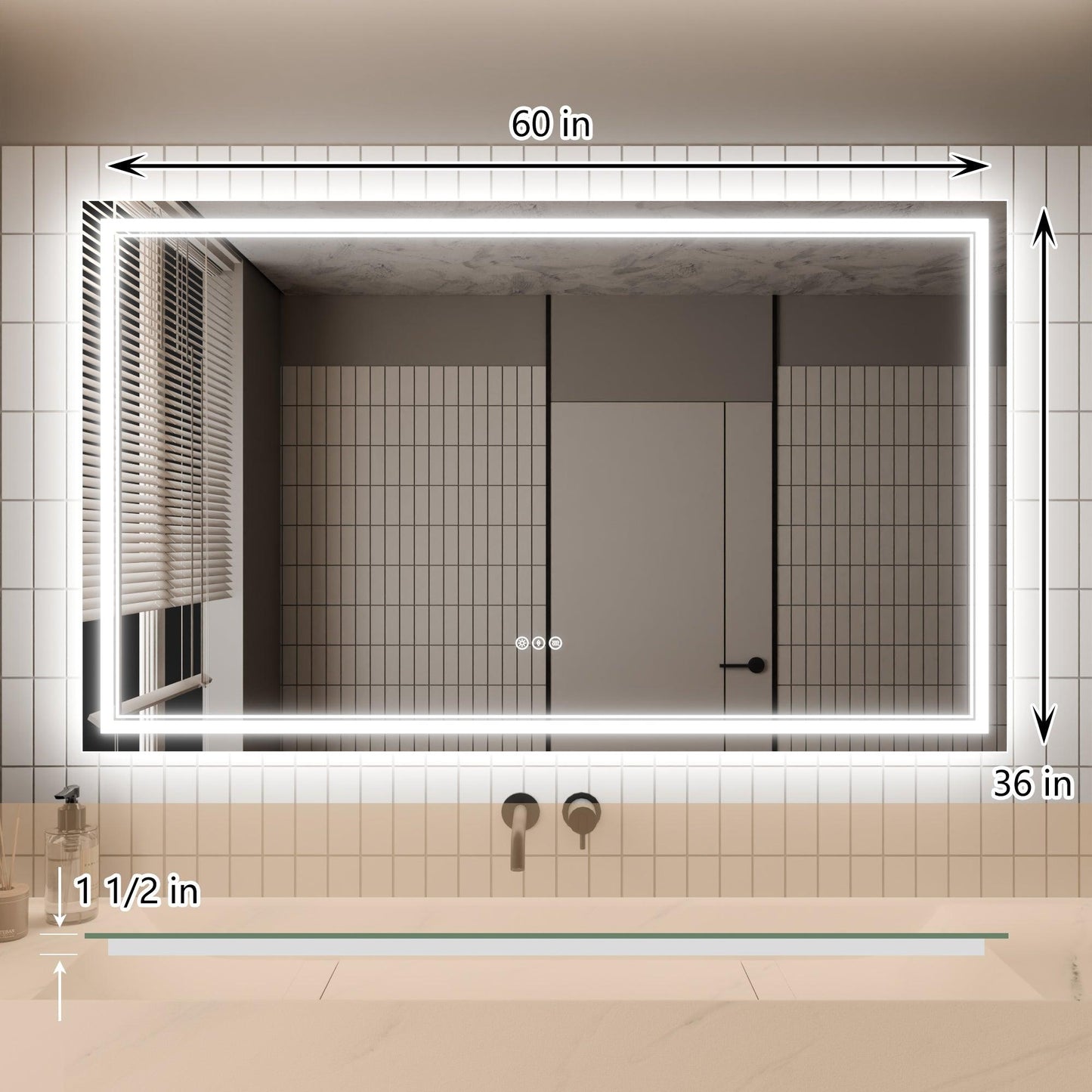 GlareGuard Anti-Fog Bathroom Dimmable Led Mirror Backlit Illuminated Mirror Touch Switch
