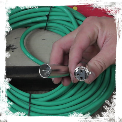 XLR Microphone Cables (4 Pack) by FAT TOAD | 50ft Professional Pro Audio Green Mic Cord Extension Patch with Lo-Z Connector | 24 AWG Shielded Wire & Balanced for Music Recording Studio Mixer Gear