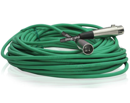 XLR Microphone Cables (4 Pack) by FAT TOAD - 50ft Professional Pro Audio Green Mic Cord Extension Patch with Lo-Z Connector - 24 AWG Shielded Wire