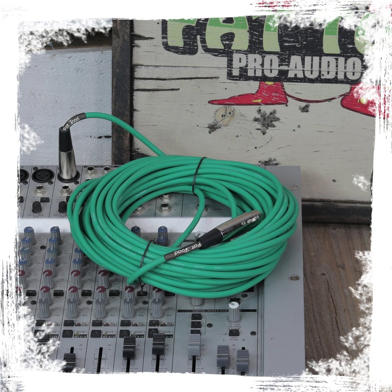 XLR Microphone Cables (4 Pack) by FAT TOAD - 50ft Professional Pro Audio Green Mic Cord Extension Patch with Lo-Z Connector - 24 AWG Shielded Wire