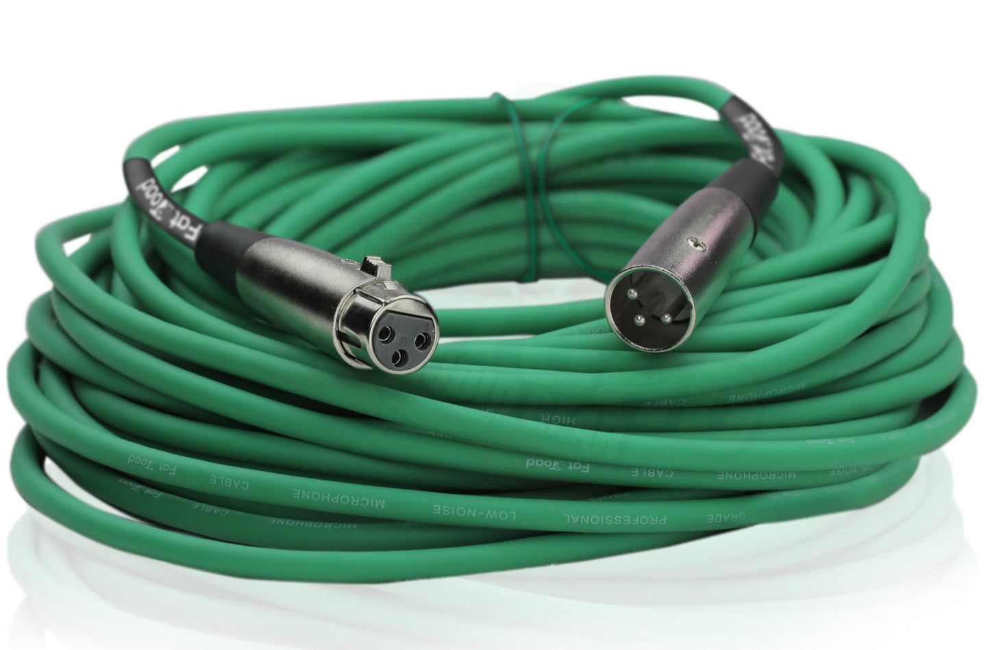 XLR Microphone Cables (4 Pack) by FAT TOAD | 50ft Professional Pro Audio Green Mic Cord Extension Patch with Lo-Z Connector | 24 AWG Shielded Wire & Balanced for Music Recording Studio Mixer Gear