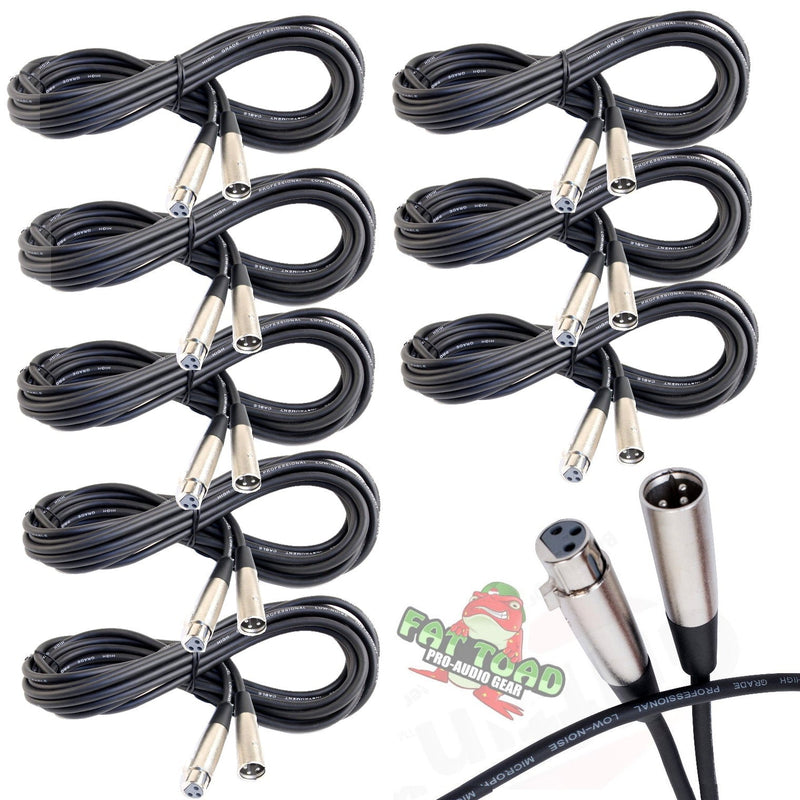 Microphone Cables by FAT TOAD - (8 Pack) 20ft Professional Pro Audio XLR Mic Cord Patch with Female & Male Connector - 24GA Shielded Wire & Balanced