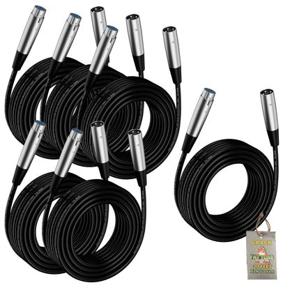 XLR Microphone Cables (6 Pack) by FAT TOAD - 20ft Pro Audio Mic Cord Patch Extension with Lo-Z Connector - 24 AWG Wire & Balanced for Recording
