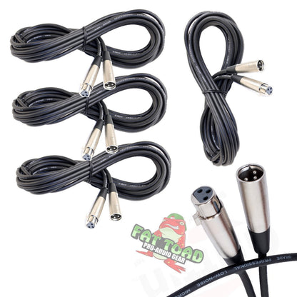 Microphone Cables by FAT TOAD - (4 Pack) 20ft Pro Audio XLR Mic Cord Patch Extension with Female & Male Connector - 24 AWG Shielded Wire & Balanced