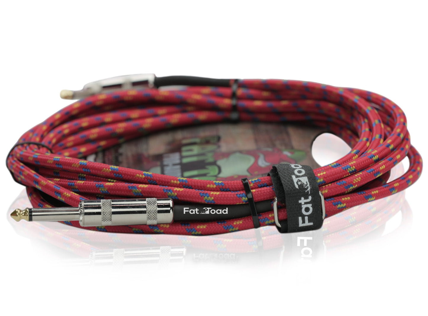 16 PACK - FAT TOAD Guitar Cords Right Angle to Straight-End Instrument Cable Tweed Cloth Jacket | Braided Woven 20FT 1/4 Inch Jack TS for Electric Guitar, Bass, AMP | Shielded 24 AWG Patch Conductor