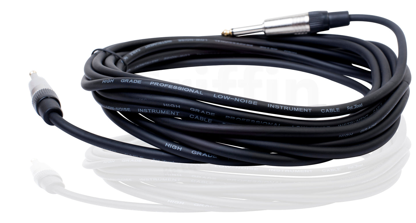 20FT Guitar Cords (24-Pack) by FAT TOAD - 24 AWG Instrument Cables for Electric Guitar, Bass, Amplifier, Speaker & Keyboard - Shielded 1/4-Inch Gold Straight-End Wires