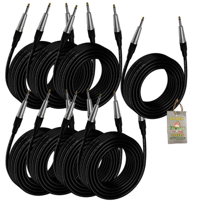 Guitar Cables (8 Pack) Instrument Cord by FAT TOAD - 24GA Patch Conductor for Electric or Acoustic Guitar, Bass, Pedals, Keyboards, Speakers, Amp