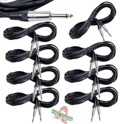 Guitar Cables (4 Pack) Instrument Cord by FAT TOAD | 24 AWG Patch Conductor for Electric or Acoustic Guitar, Bass, Amps, Keyboards & Pro-Audio DJ Recording Studio PA | 20FT 1/4 Inch Straight-End Wires