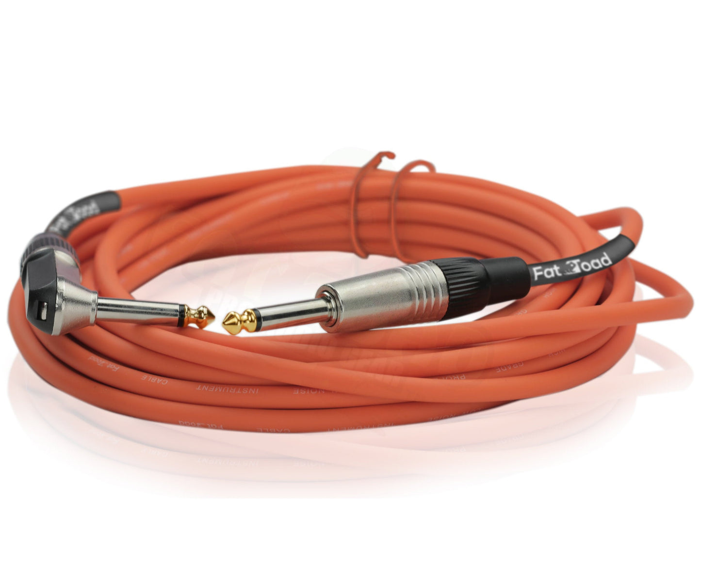 Guitar Cords (4 Pack) Right Angle Instrument Cable by FAT TOAD | 20FT 1/4 Inch Straight-End Wires for Electric Guitar, Bass, Keyboards & Music Sound Recording Studio | Shielded 24 AWG Patch Conductor