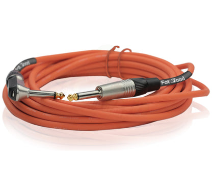 Right-Angled Guitar Cables (8-Pack) by FAT TOAD - 20FT 1/4-Inch Straight-End 24 GA Wires for Electric Guitar, Bass, Pedal, Keyboard, Speaker Amplifier & Audio Studio Recording