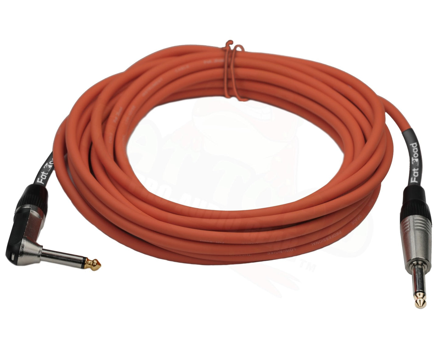 Guitar Cords (4 Pack) Right Angle Instrument Cable by FAT TOAD - 20FT 1/4 Inch Straight-End Wires for Electric Guitar, Bass, Keyboards & Music Studio