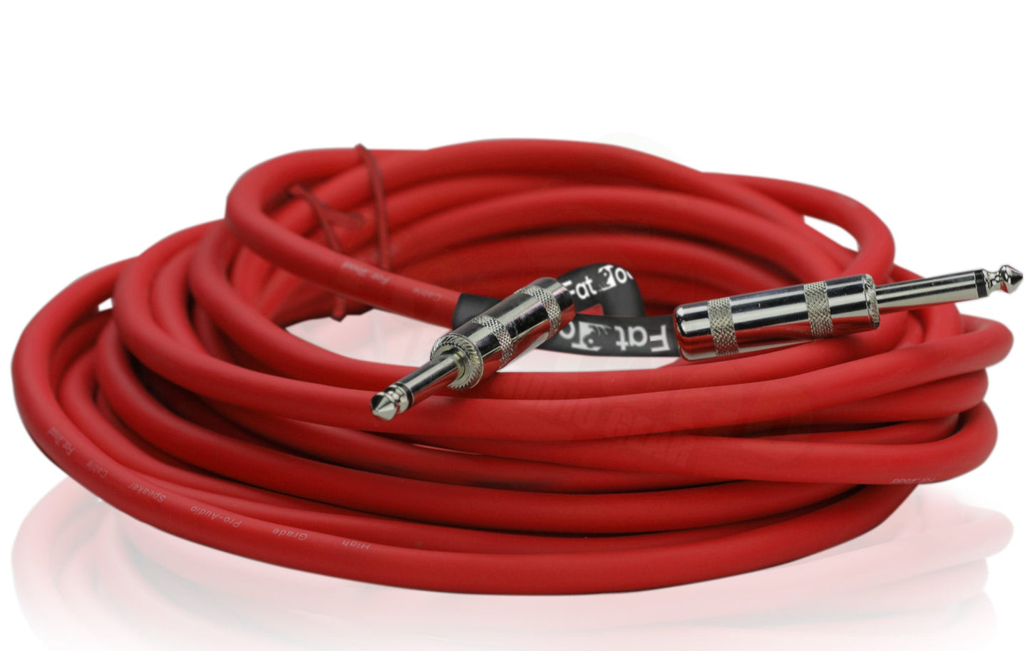 1/4" to 1/4 Male Jack Speaker Cables (2 Pack) by FAT TOAD - 25ft Professional Pro Audio Red DJ Speakers PA Patch Cords - Quarter Inch 12 AWG Wire