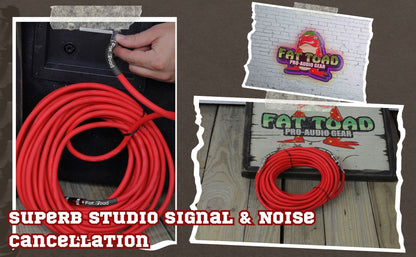 1/4" to 1/4 Speaker Cable by FAT TOAD - 50ft Professional Pro Audio Red DJ Speaker PA Patch Cord Quarter inch Male Jack - 12 AWG Gauge Wire for Studio