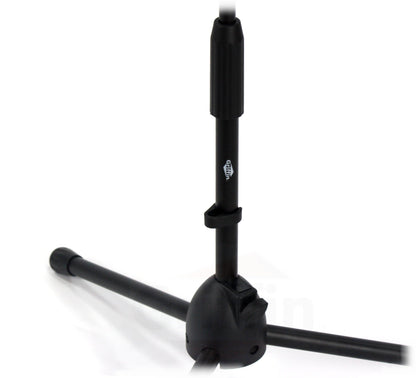 Low-Profile Microphone Stand (2 PACK) by GRIFFIN - Short Tripod Mic Stand Mount with Boom Arm for Kick Bass Drum, Studio Desktop Recording, Singing & Guitar Amplifiers - Small Height Telescoping Holder