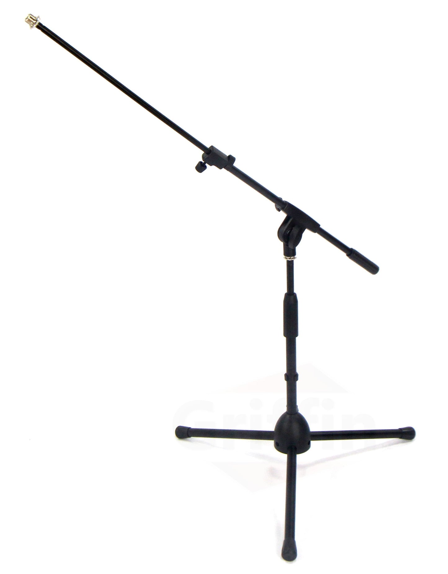 Low-Profile Microphone Stand (2 PACK) by GRIFFIN - Short Tripod Mic Stand Mount with Boom Arm for Kick Bass Drum, Studio Desktop Recording, Singing & Guitar Amplifiers - Small Height Telescoping Holder