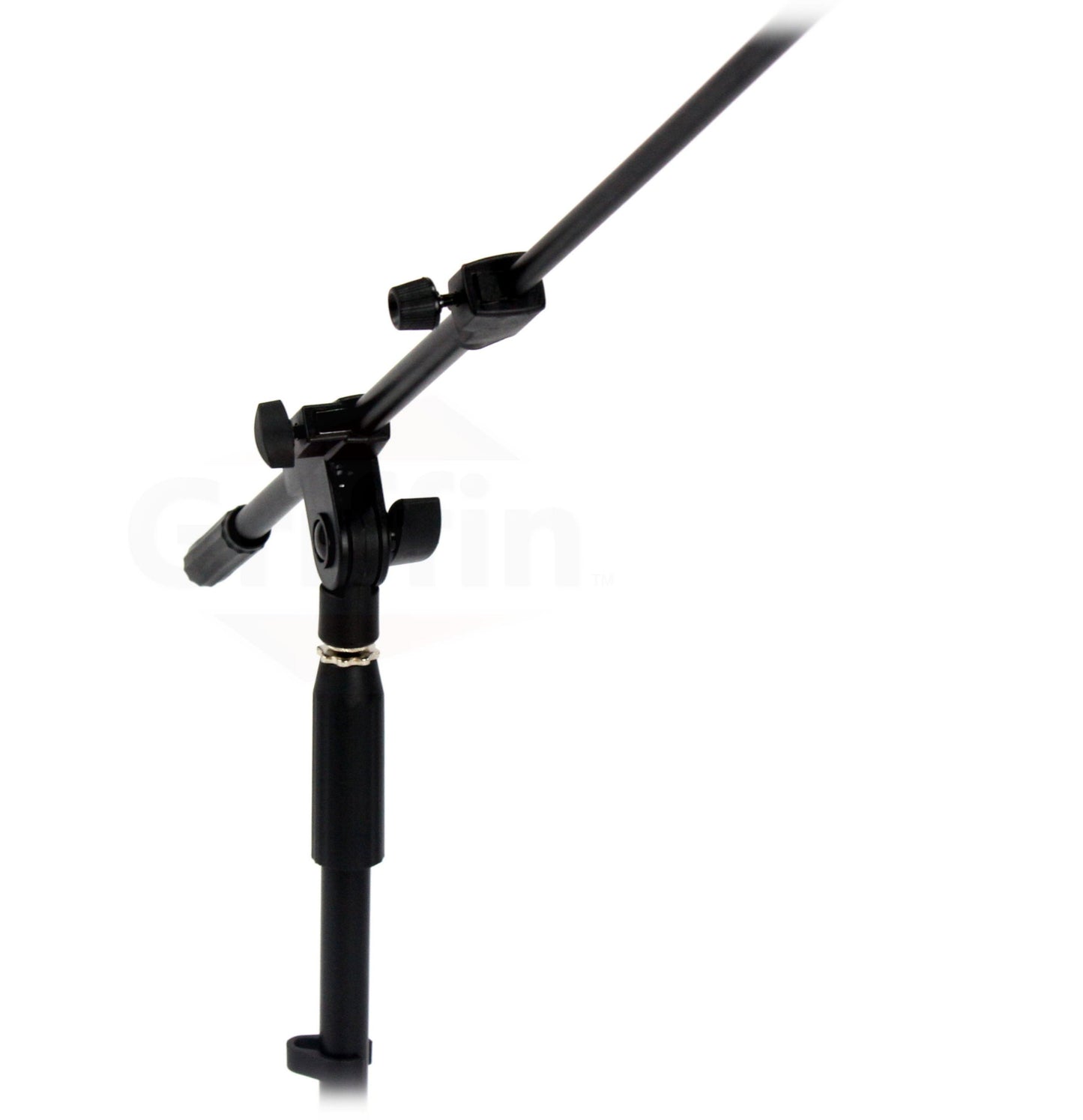 Low-Profile Microphone Stand (2 PACK) by GRIFFIN - Short Tripod Mic Stand Mount with Boom Arm for Kick Bass Drum, Studio Desktop Recording, Singing & Guitar Amplifiers - Small Height Telescoping Holder
