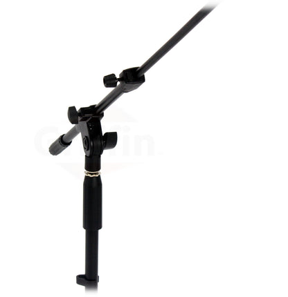 Low-Profile Microphone Stand (2 PACK) by GRIFFIN - Short Tripod Mic Stand Mount with Boom Arm for Kick Bass Drum, Studio Desktop Recording, Singing & Guitar Amplifiers - Small Height Telescoping Holder
