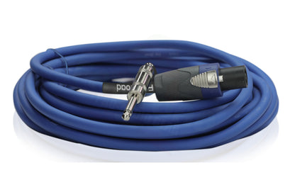 Speakon to 1/4" Male Cables (2 Pack) by FAT TOAD - 25 ft Professional Pro Audio Blue DJ Speaker PA Cord with Twist Lock Connector - 12 AWG Wire