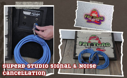 Speakon to 1/4" Male Cables (2 Pack) by FAT TOAD - 25 ft Professional Pro Audio Blue DJ Speaker PA Cord with Twist Lock Connector - 12 AWG Wire
