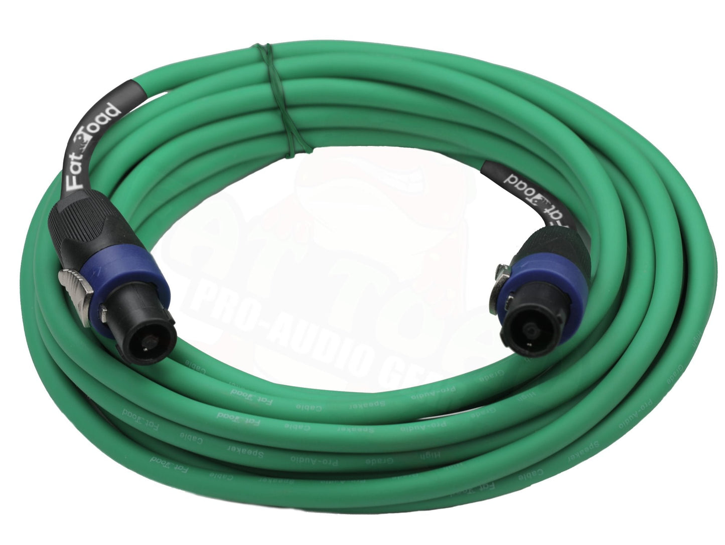 Speakon to Speakon Cables (2 Pack) by FAT TOAD - 25ft Professional DJ Pro Audio Green Speaker PA Cord w/ Twist Lock Connector - 12 AWG Wire for Studio
