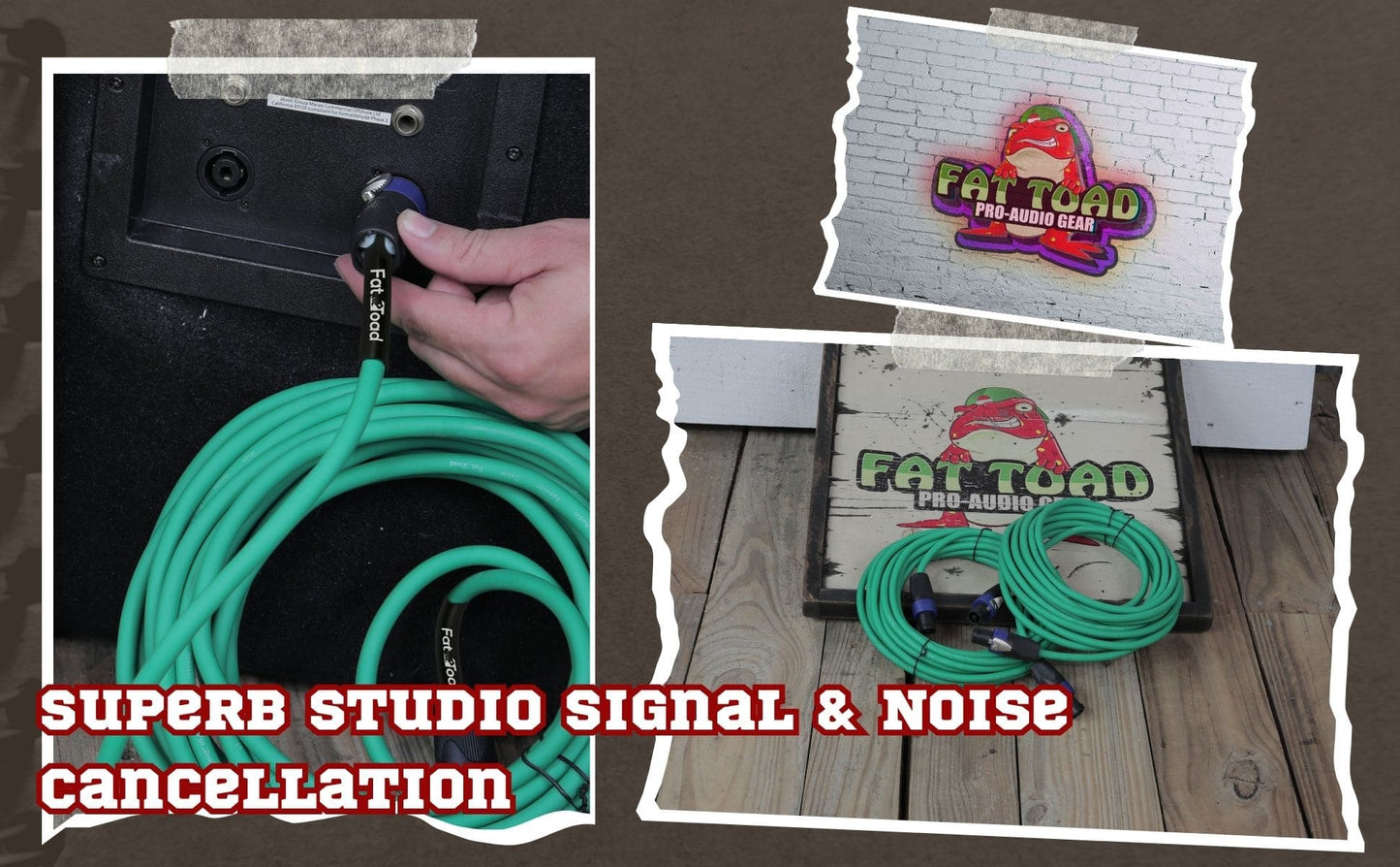 Speakon to Speakon Cables (2 Pack) by FAT TOAD - 25ft Professional DJ Pro Audio Green Speaker PA Cord w/ Twist Lock Connector - 12 AWG Wire for Studio