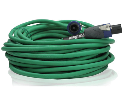 Speakon to Speakon Cable by FAT TOAD - 50ft Professional 12GA Pro Audio Green Speaker PA Cord w/ Twist Lock Connector - 12 AWG Wire for Music Studio